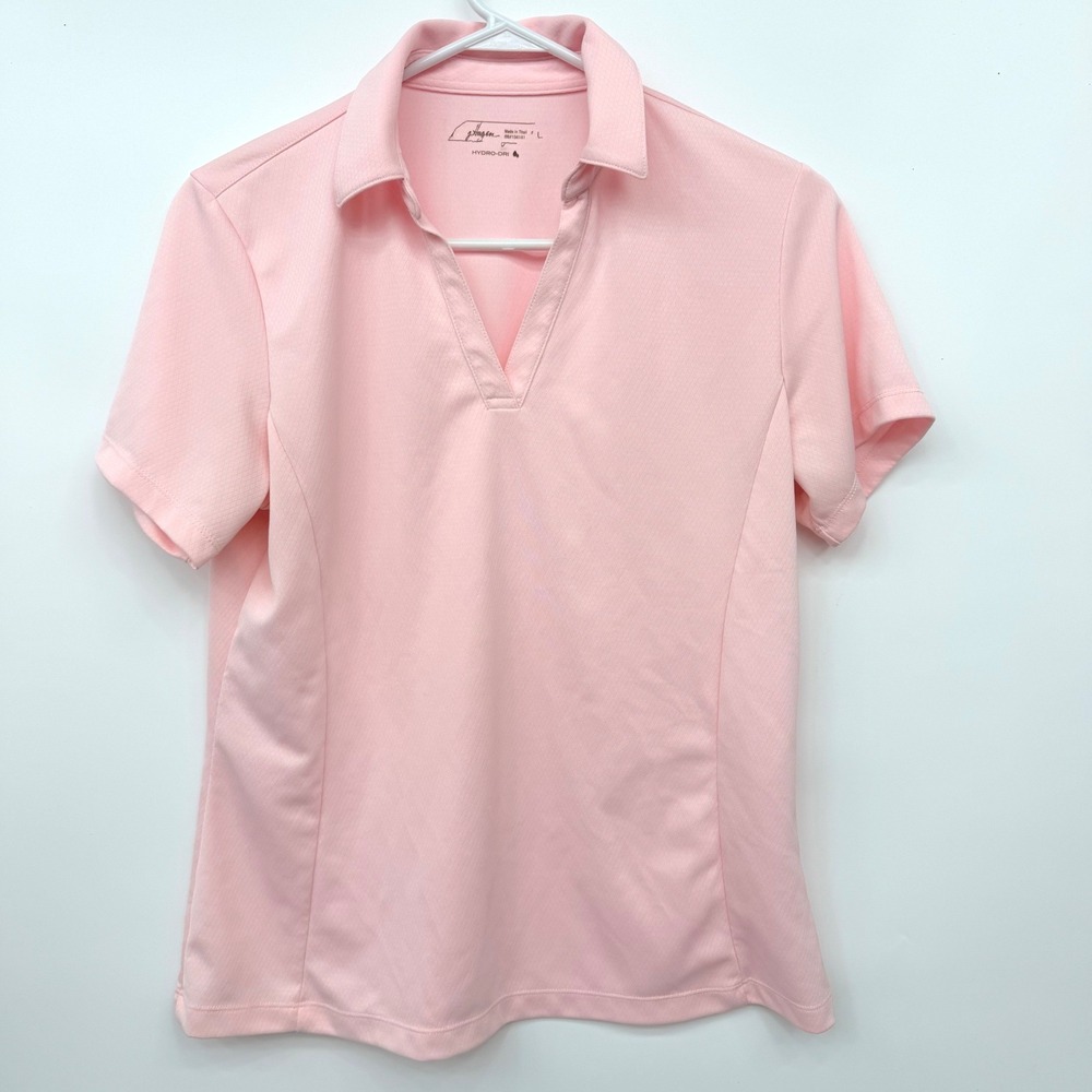 Lady Hagen Hydro-Dri Short Sleeve V-Neck Polo Shirt Womens Large Pink